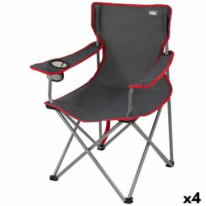 Silla Plegable para Camping Aktive Gris oscuro 45 x 82 x 47 cm (4 Unidades)