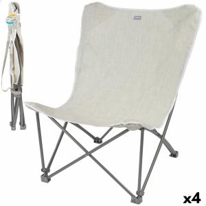 Silla Plegable para Camping Aktive Beige 78 x 90 x 76 cm (4 Unidades)