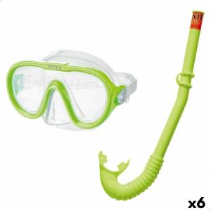 Gafas de Buceo con Tubo Intex Adventurer Verde (6 Unidades)