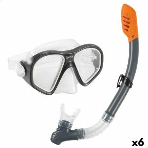 Gafas de Buceo con Tubo Intex Reef Rider Azul (6 Unidades)