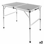 Mesa Plegable Aktive Camping Gris 90 x 70 x 60 cm (2 Unidades)