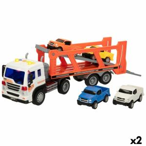 Camión Portavehículos y Coches de Fricción Speed & Go 37,5 x 12,5 x 10 cm (2 Unidades)