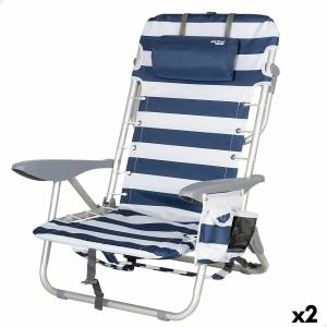 Silla de Playa Aktive Azul Blanco 50 x 76 x 45 cm (2 Unidades)