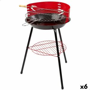 Barbacoa Portátil Aktive Rojo Madera Hierro Ø 38 cm 37 x 61 x 45 cm