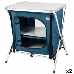 Armario de camping Aktive Plegable Azul 2 Unidades 60 x 67 x 44 cm