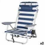 Silla de Playa Aktive Azul Blanco 50 x 76 x 45 cm (2 Unidades)